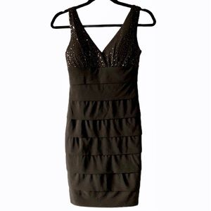 Sheath Sequined V Neck Dress